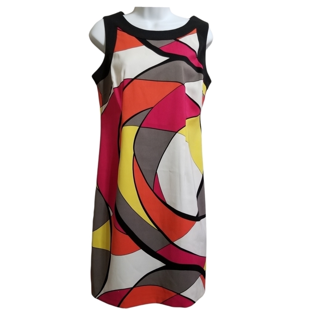 Ronni Nicole Multicolor Abstract Print Sleeveless Size 8 Shift Dress